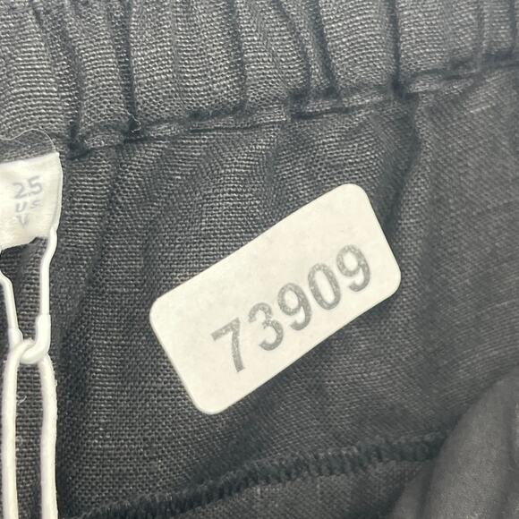 CHICOS Pants 2.5 14 Linen Crop Straight Leg Eyelet Hem Elastic Waist Black NEW - Picture 16 of 16